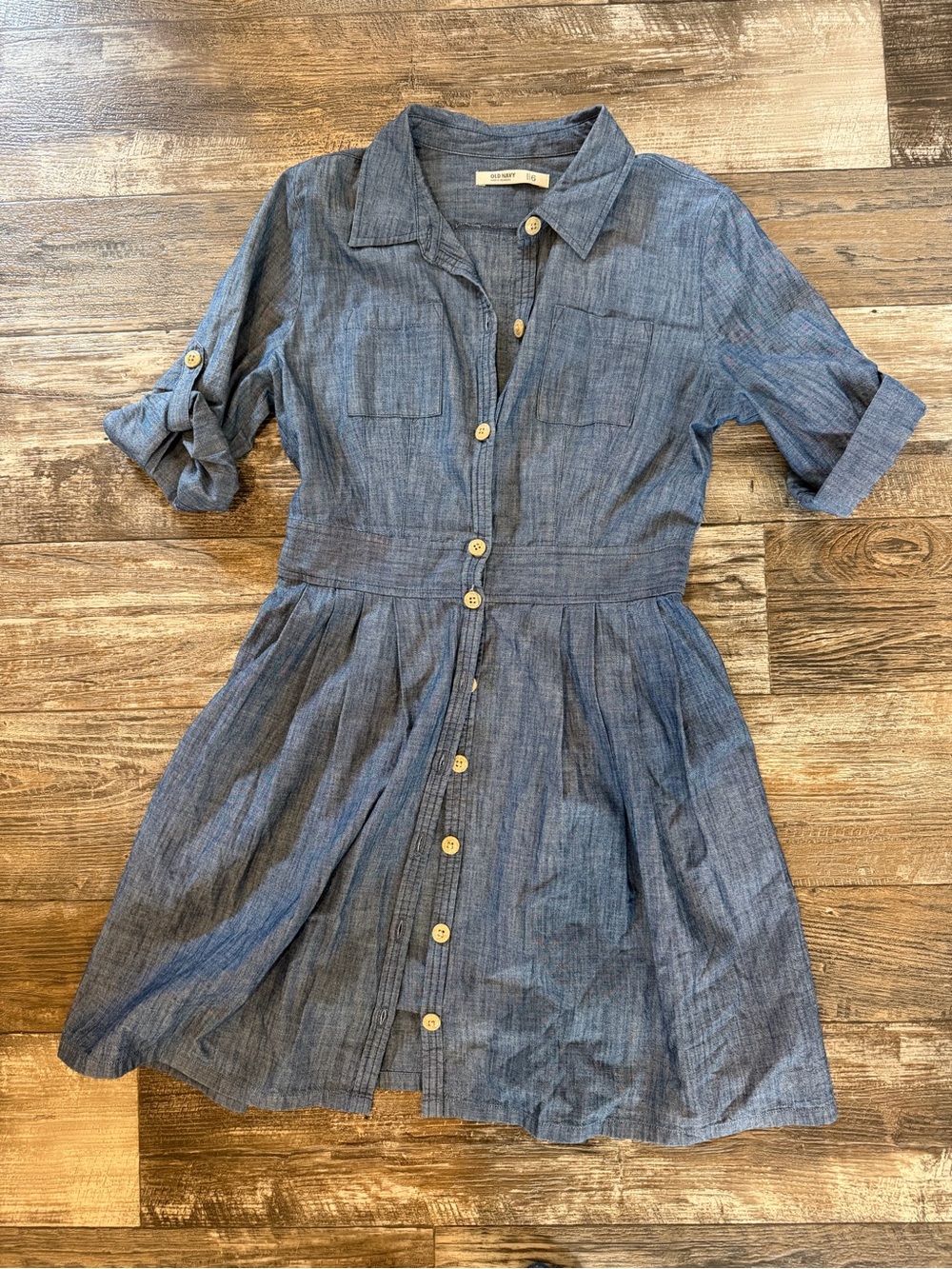 Old Navy Blue Chambray Button-Front Midi Dress